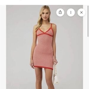 Sage Red and White Knit Mini Slip Dress